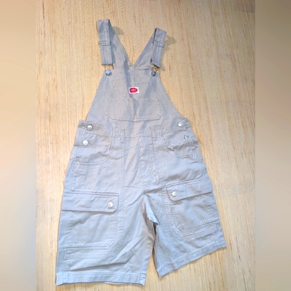 Vintage Women's 90's Revolt  Khaki Overalls Several Pockets Made In USA Size M - Picture 1 of 12